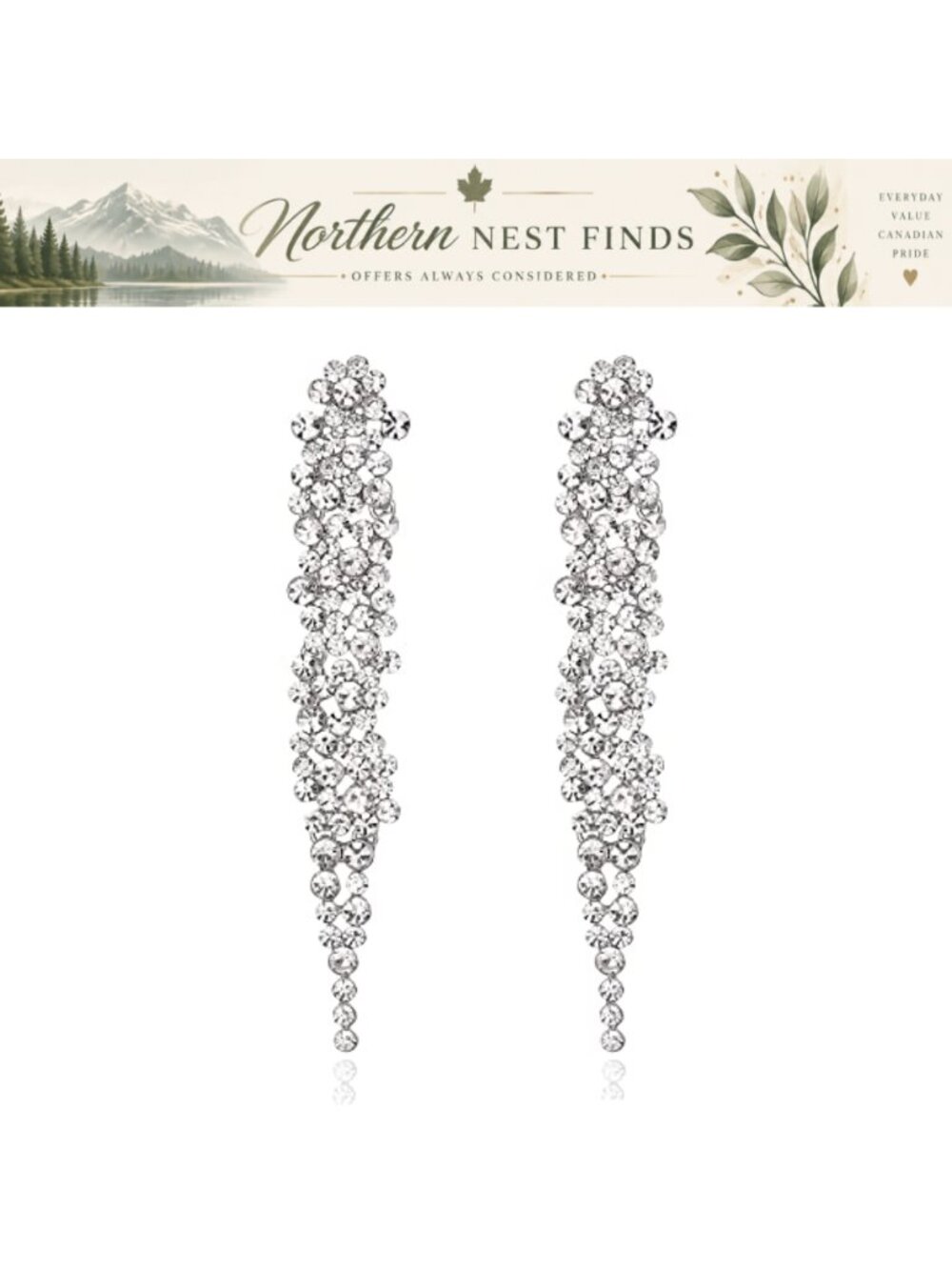 Rhinestone Crystal Chandelier Dangle Drop Earrings Women Wedding Statement